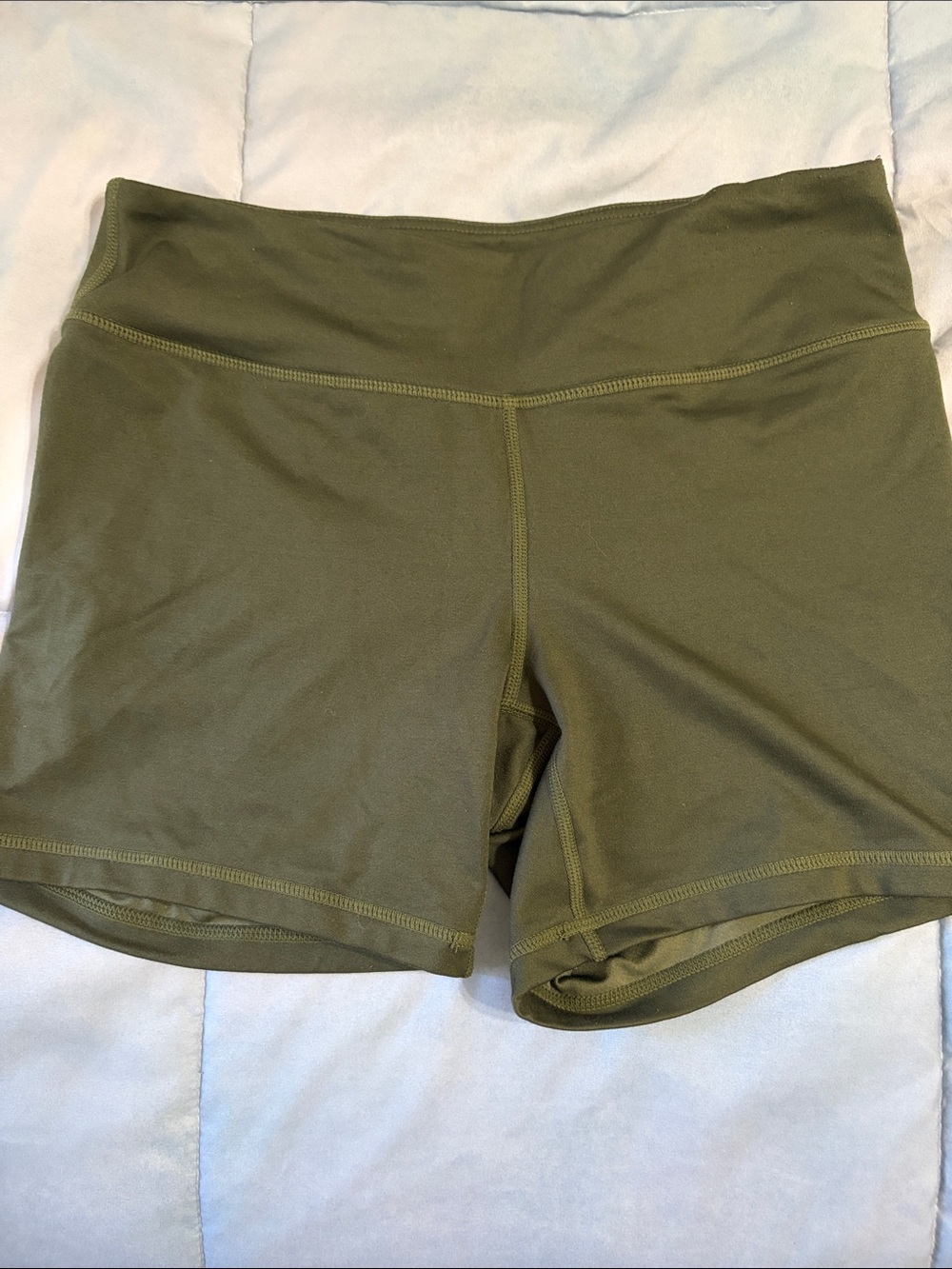 Women's Olive Green High-Waist Active Shorts
